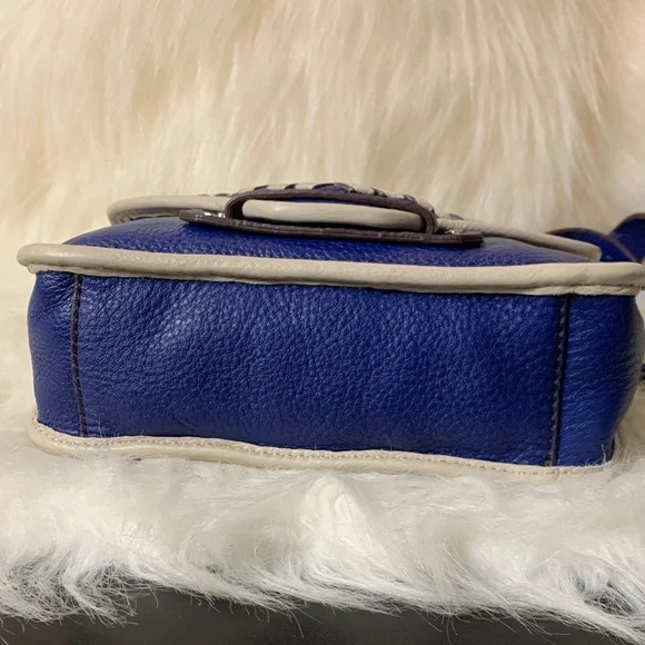 orYANY Embroidered Leather Crossbody/Shoulder HandBag (EUC) Blue/Cream (RARE) - Picture 12 of 14